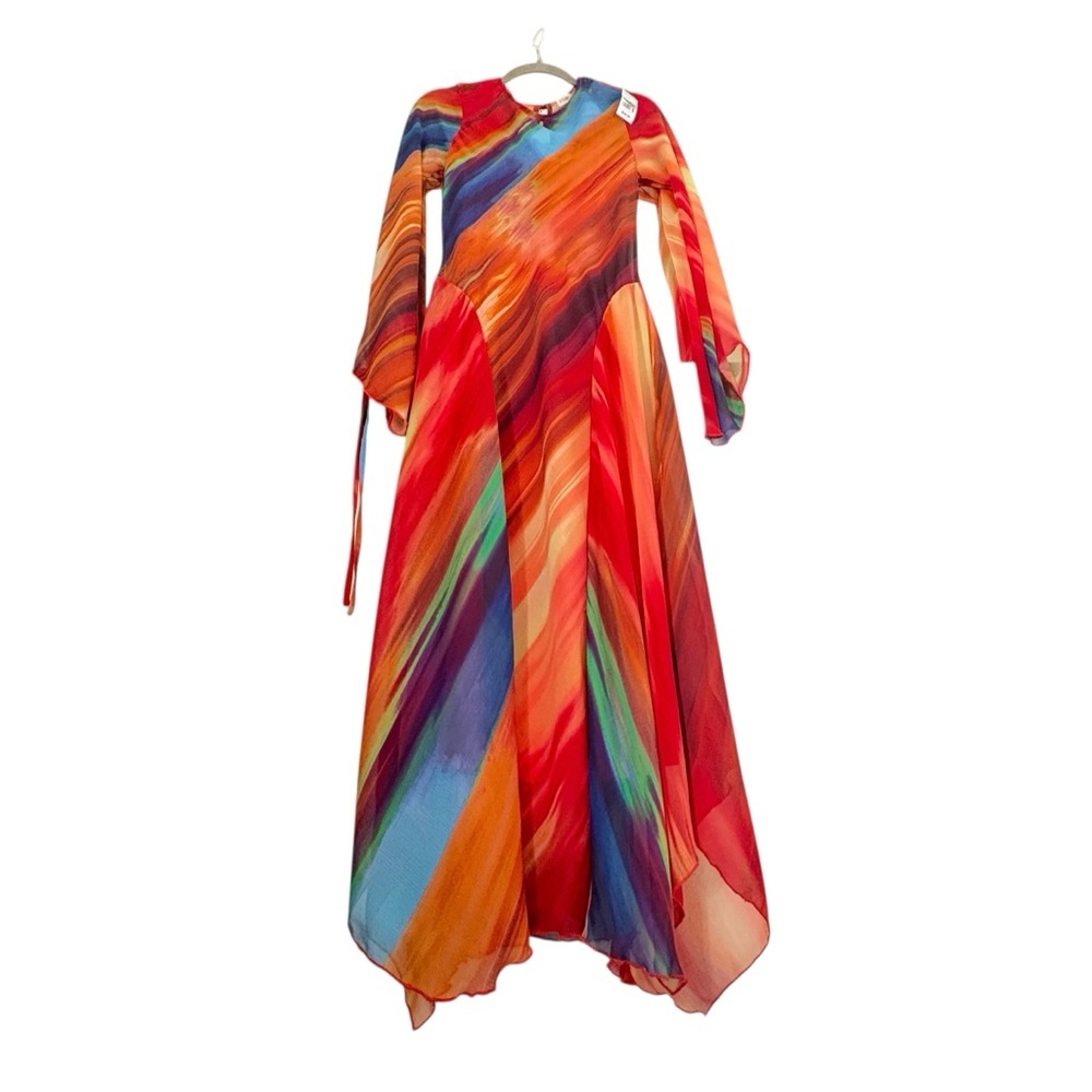 NWT INTEMPO Godette Ruffle Midi Dress Fairy Whimsigoth Y2K Romantic Chiffon Sz M - Picture 5 of 16
